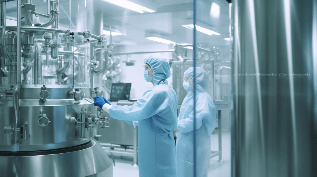 Image of pharma engineers working in a controlled environment